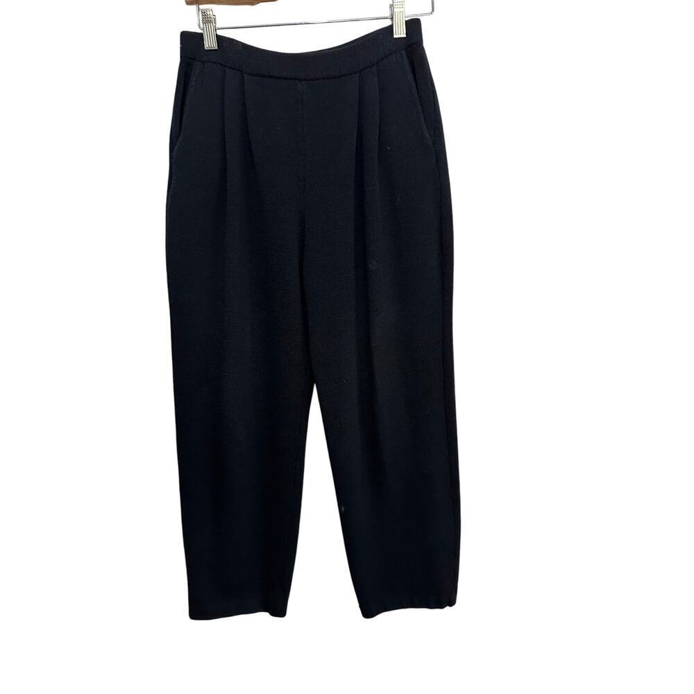St. John Basics Women's Black High Rise Santana Knit Pleated Pants Size 2